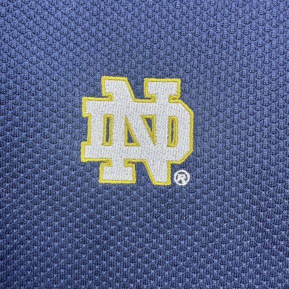 Under Armour Notre Dame Shirt Men Small Blue Heat Gear Snap Embroidered *Snag - Picture 3 of 15